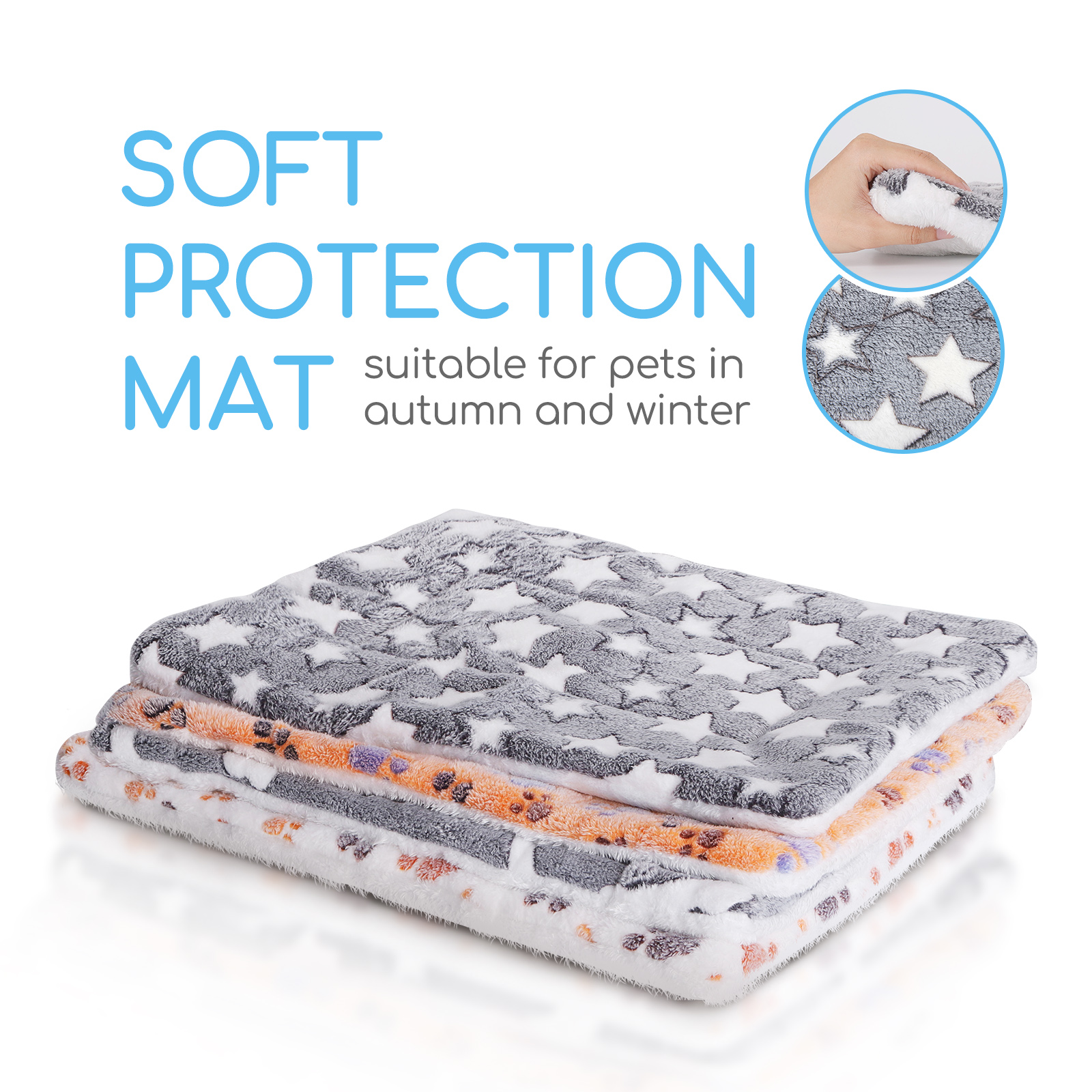 Tapete de flanela Nobleza para cães, tapete reversível para animais de estimação (quente e fresco), tapete para dormir adequado para cães de grande e pequeno porte.