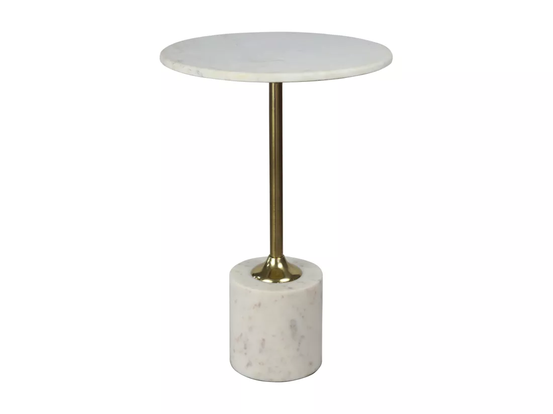 Table d'appoint en marbre et métal - Blanc et doré - GIANINA
