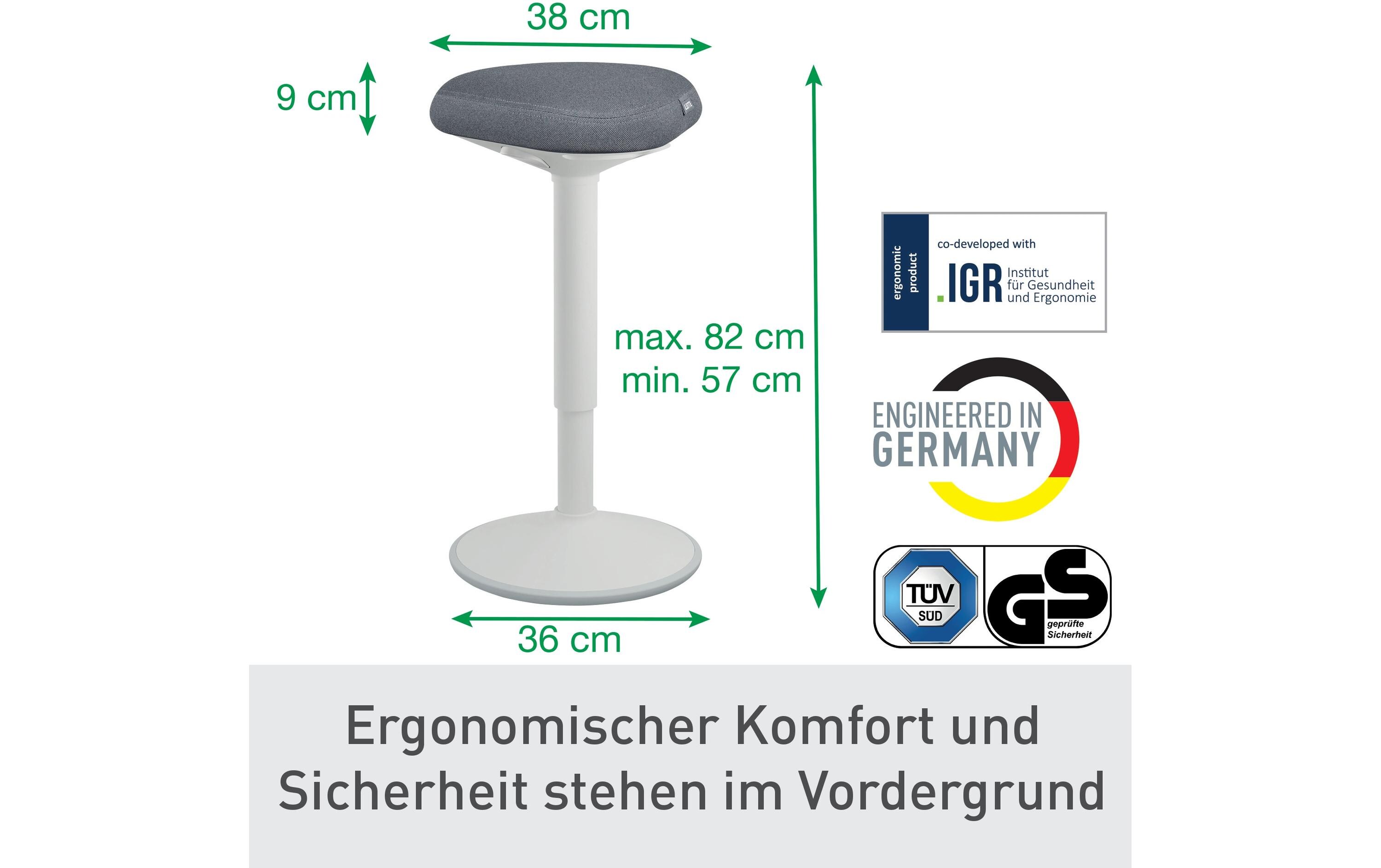 Ergo Active Stehhocker Hellgrau<br>Ergonomischer Hocker