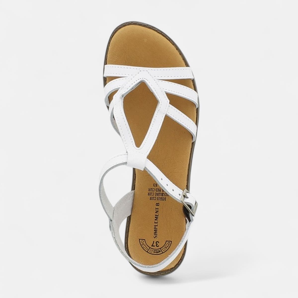 Nu-pieds Femme en cuir blanc