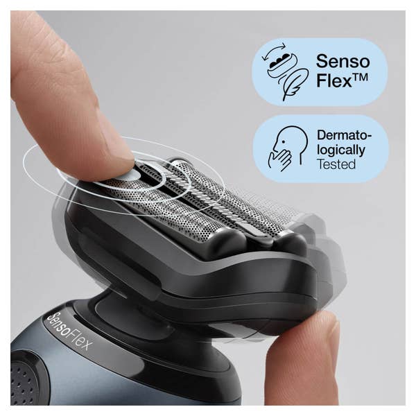 Braun Series 6 61-N7650cc Elektrorasierer mit 2 EasyClick-Aufsätzen, Reinigungsstation, Grau