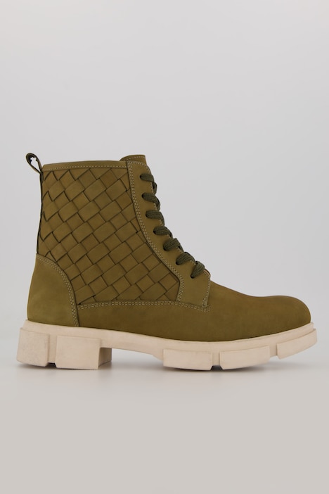 Leder-Stiefeletten, Flechtoptik, Weite H