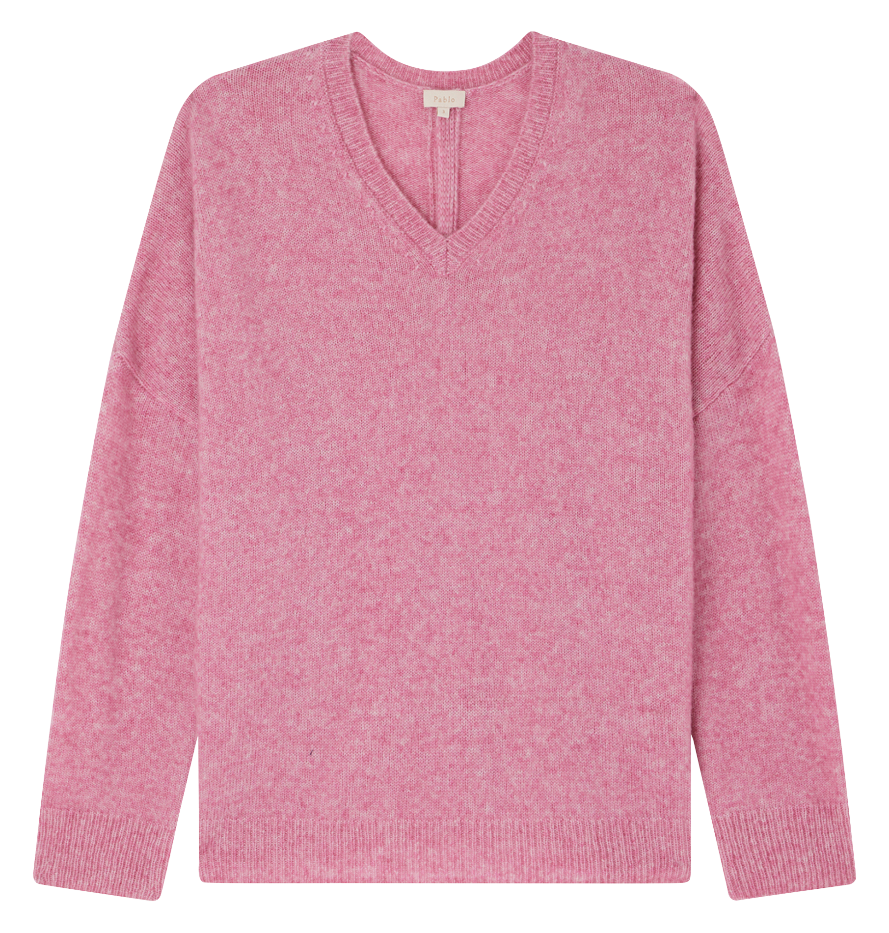 JOURNA - Pull col V en laine mélangée | Rose