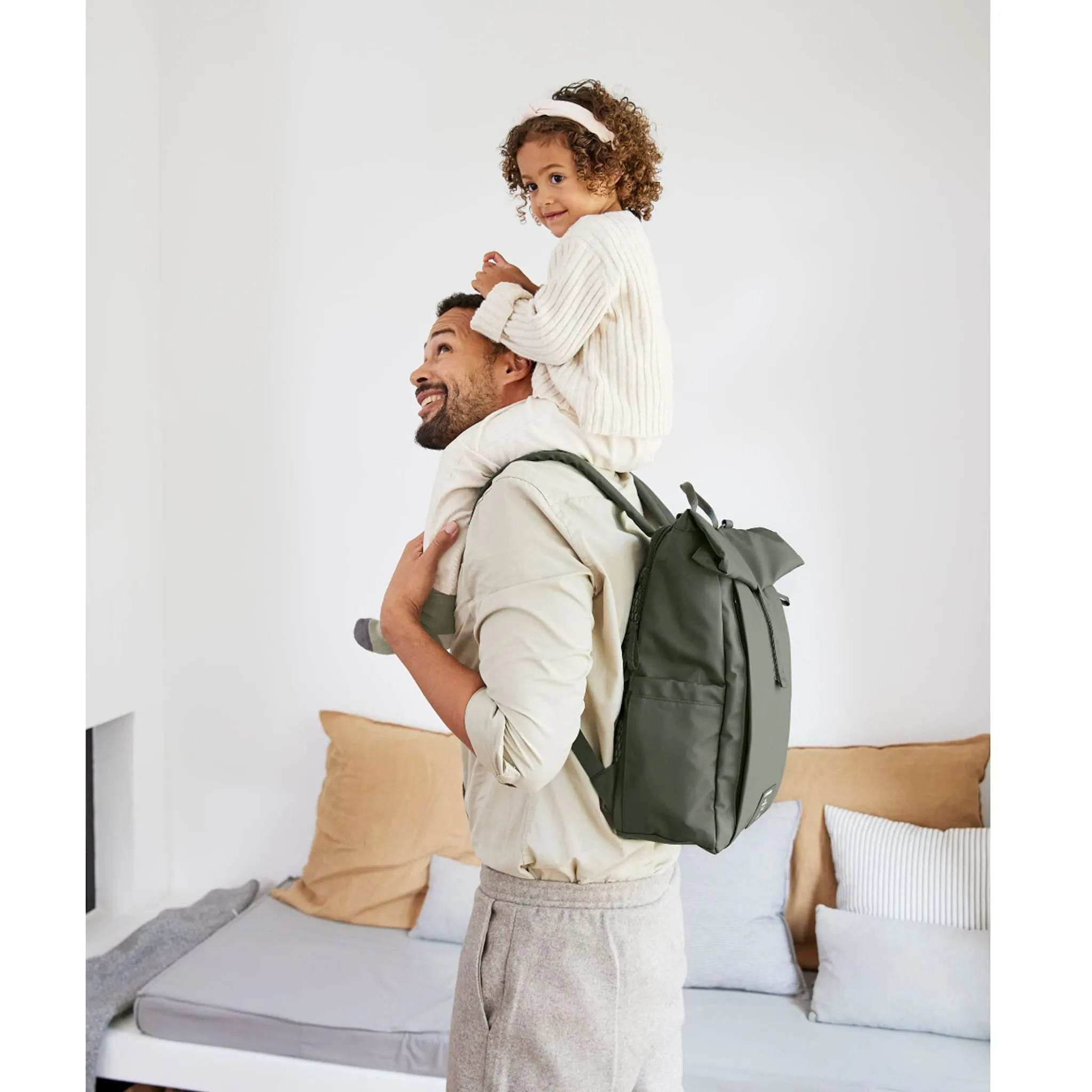Lassig Sac à Couches à Dos Rolltop - Olive