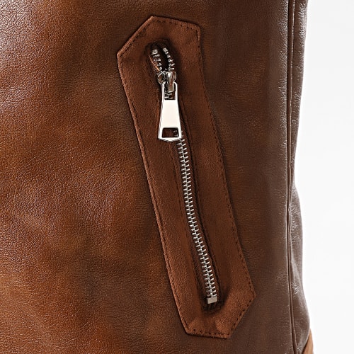 Veste Zippée Col Mouton Marron