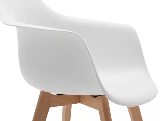 Lot de 2 chaises avec accoudoirs VIXI - Polypropylène et Hêtre - Blanc