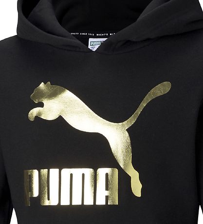 Puma Kapuzenpullover - Classics - Schwarz m. Goldenes Logo