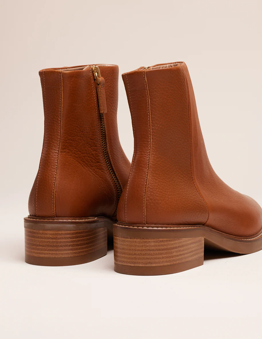 Bottines Virginie - Cuir grainé miel