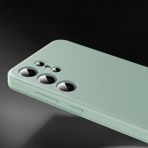 Samsung Galaxy S25 Ultra Leder Hülle Small Window View Flip Case Litchi Look - Hellgrün