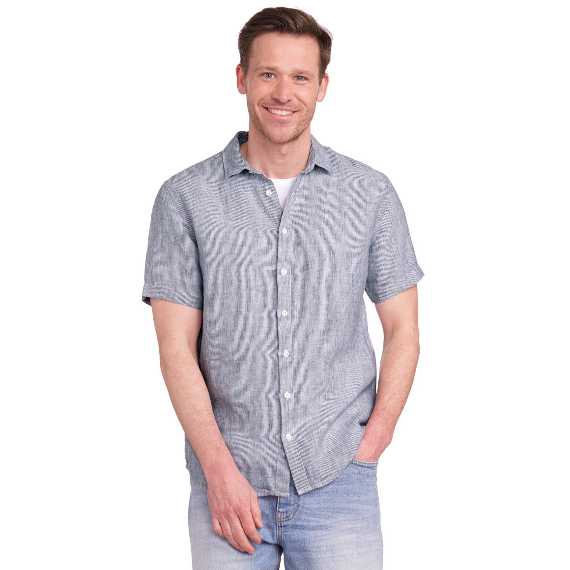 VanVaan Denim Herren Leinen-Hemd in Modern Fit dunkellila