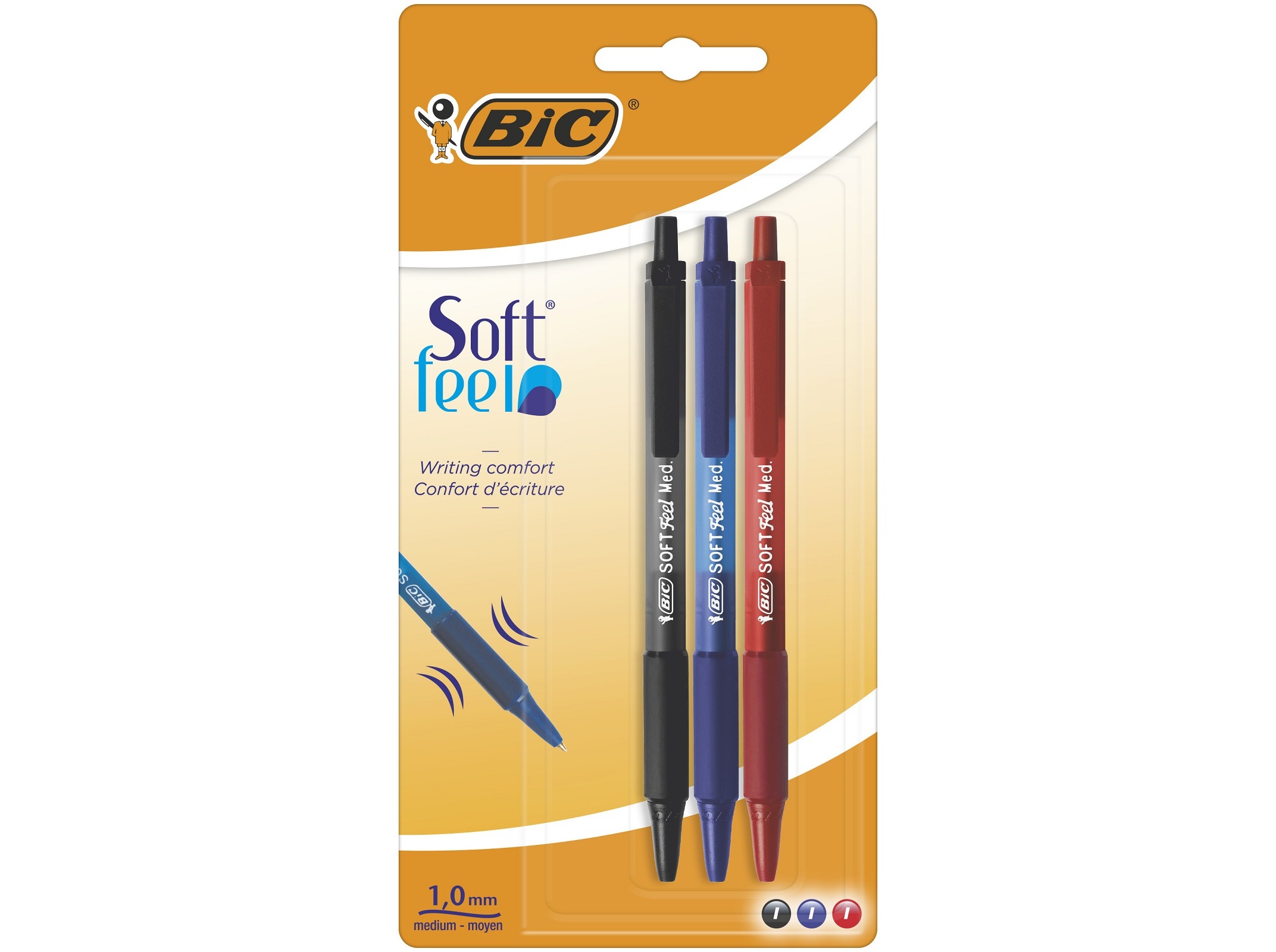 ESFEROGRÁFICA SOFT FEEL BIC CLIC GRIP 3 UNIDADES