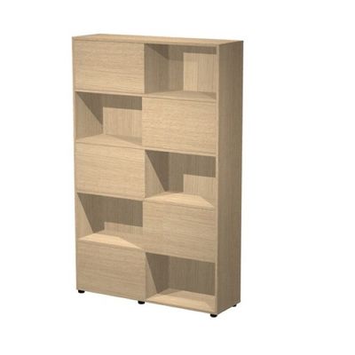 Bibliothèque haute à porte coulissante - L120 x H190,6 x P35 - Corps et portes chêne
