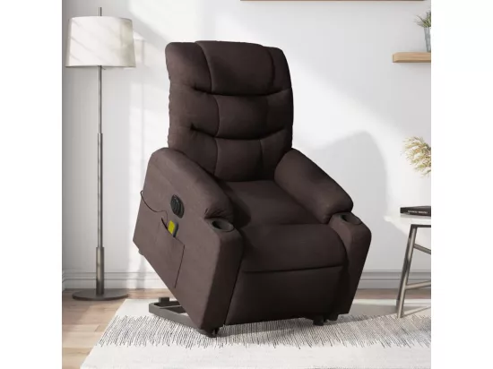 Fauteuil inclinable massant électrique Marron foncé Tissu