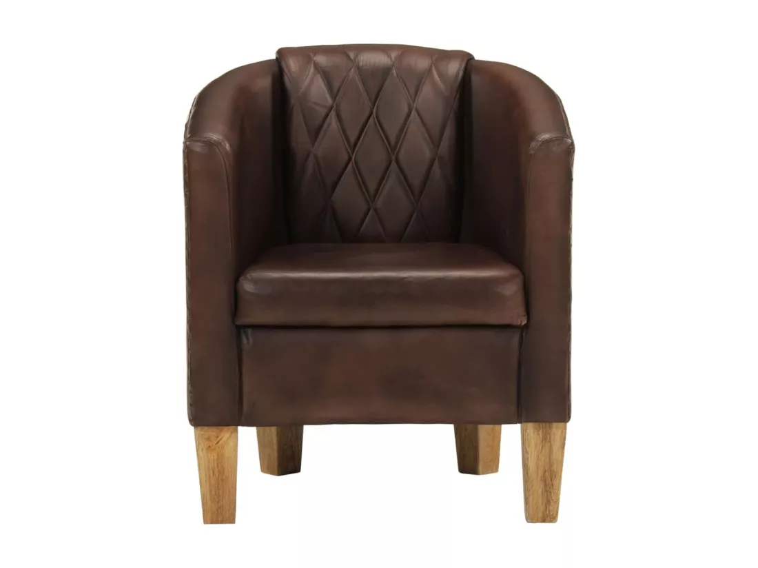 Fauteuil cabriolet marron clair cuir véritable