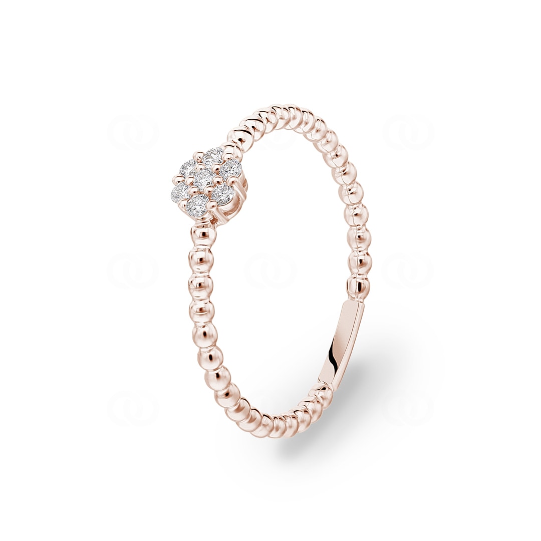 Kugelring 750/18 K Roségold mit Diamanten 0.10 ct H/si
