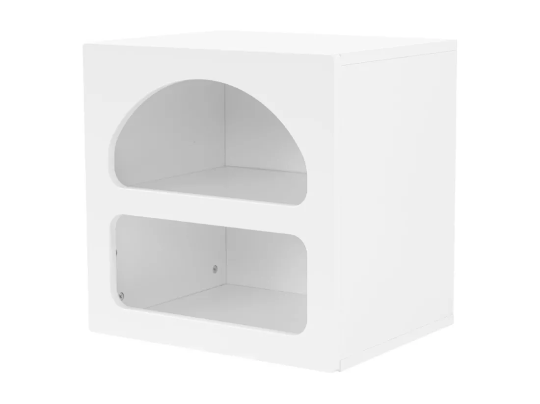 Table de chevet avec niches blanc AMAL