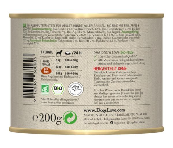 DOG'S LOVE Nassfutter für Hunde Bio, 6 x 200