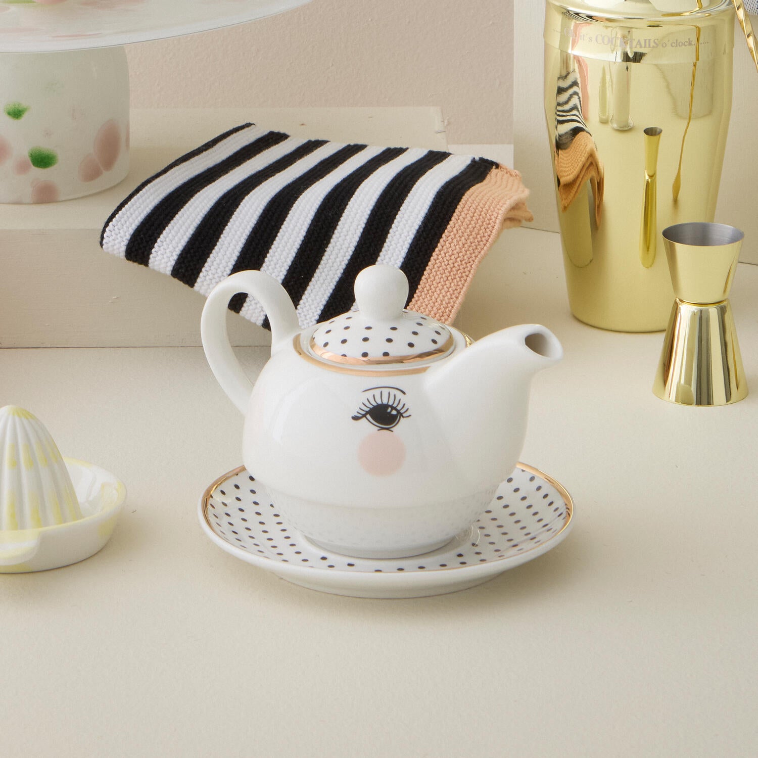 Miss Étoile  Dots & Stripes tekande - hvid/sort