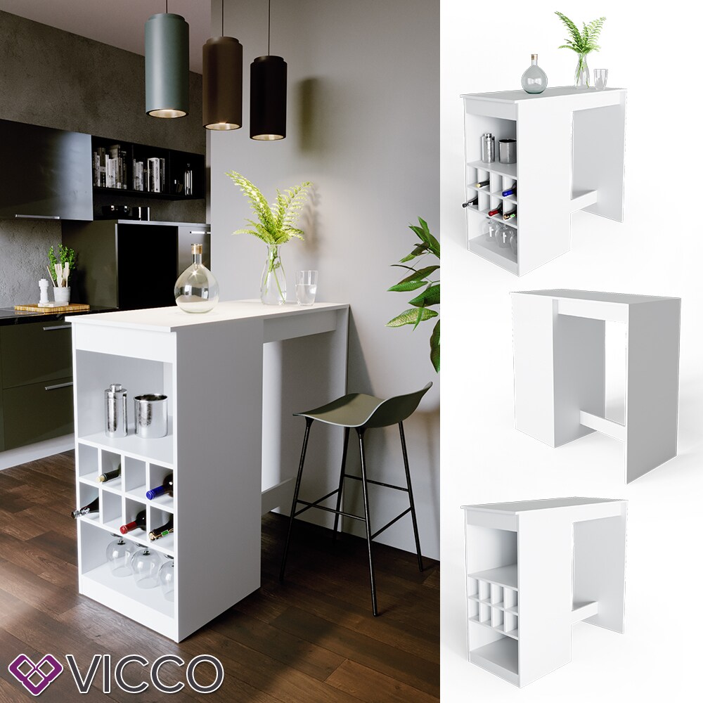 VICCO Bartisch ROSS Weiß Bartresen Stehtisch Tresentisch Bistrotisch Tisch