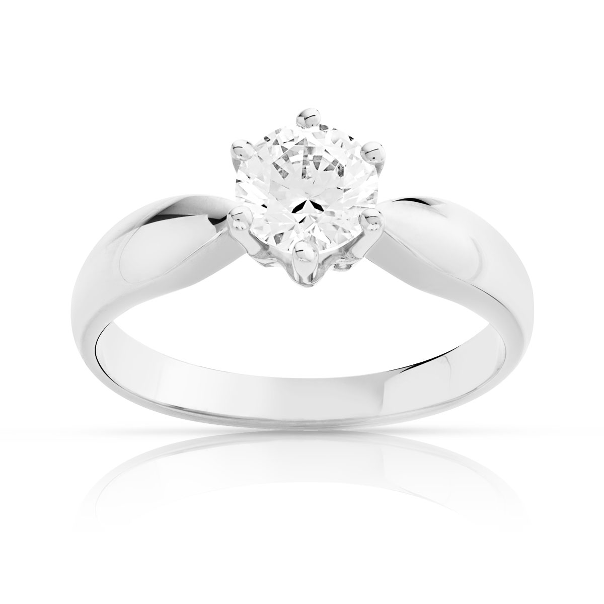 Bague Solitaire or 750 blanc diamant 0.70 ct