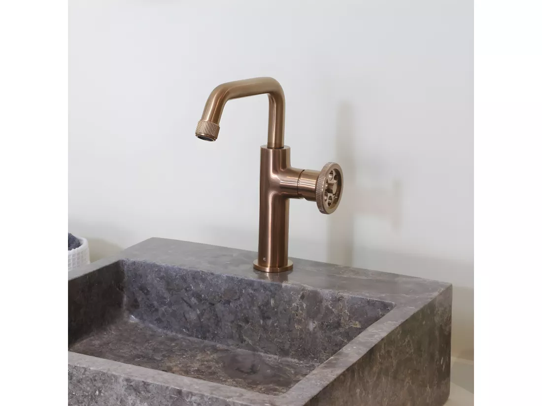 Indus mitigeur lavabo bas cuivre brossé - Essebagno