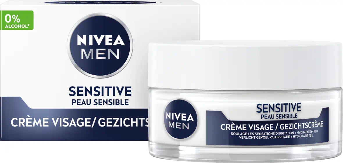 CRÈME VISAGE HOMME PEAU SENSIBLE HYDRATATION 48H