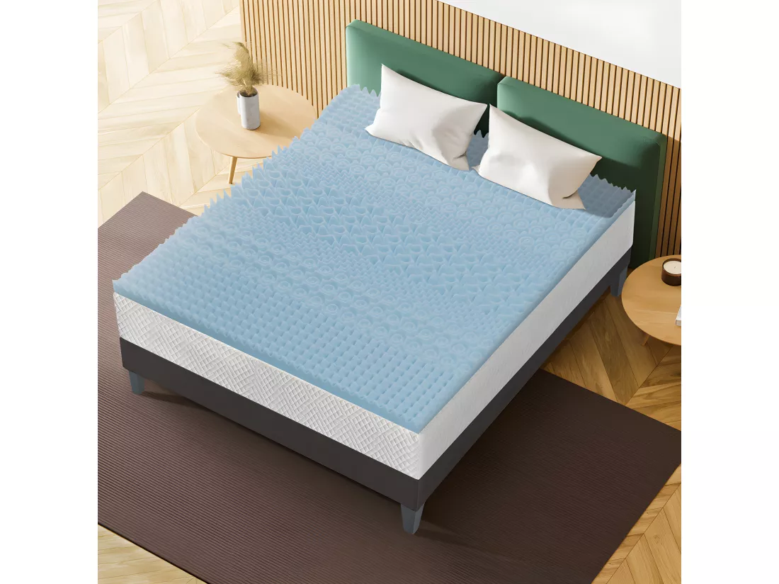 OLYMPE LITERIE | Surmatelas GEL REFRESH 90x190 cm | Mémoire de forme avec gel thermorégulateur