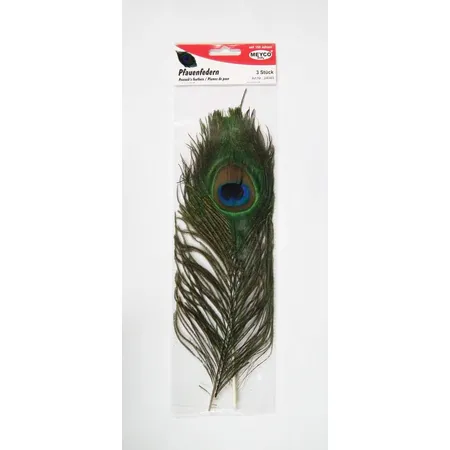 Meyco Pfauenfedern, 3 Stück, ca. 30 cm lang
