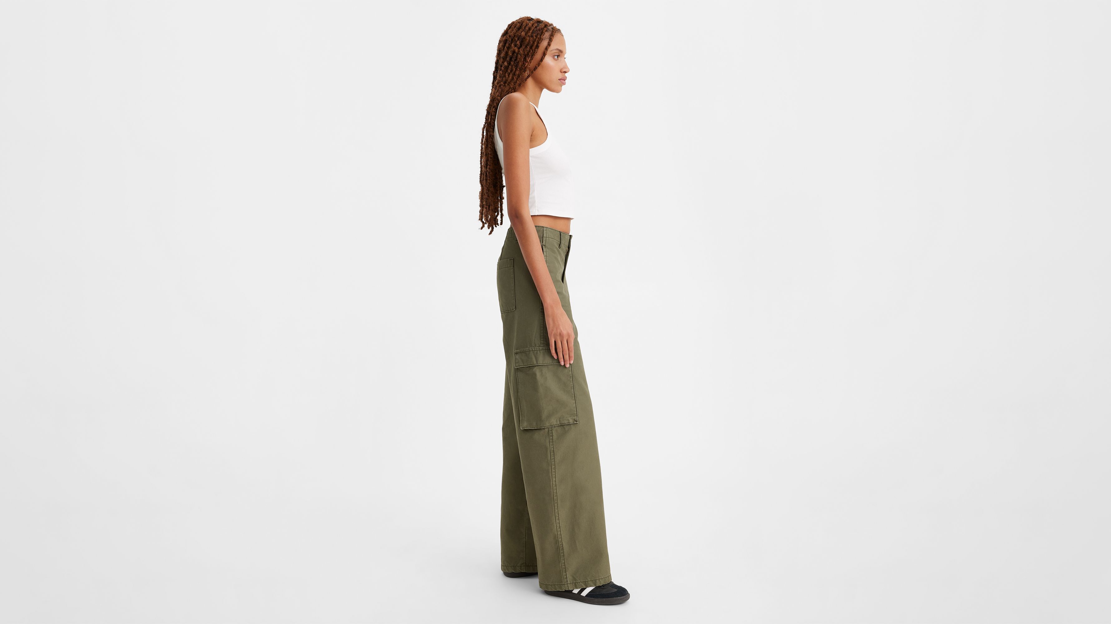 Pantalon baggy cargo - Olive Night - Vert