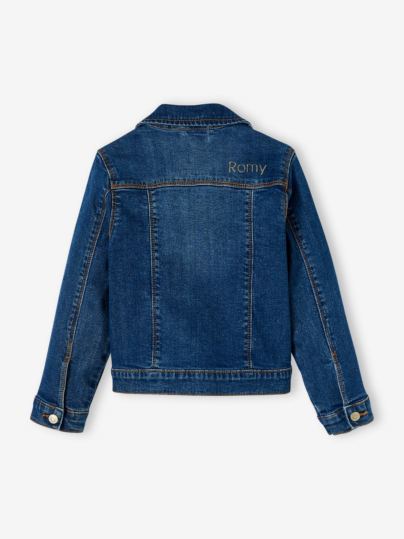 Jaqueta jeans personalizável para meninas, cor pedra