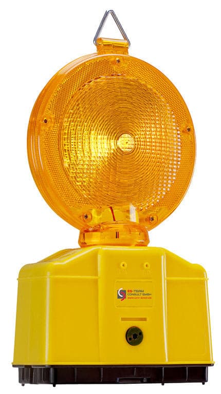 Bouwplaatsverlichtingsset UVWARN waarschuwingslampen geel met batterijen (High Power) / Set B met 50 Ah / 2 lampen + 2 batterijen