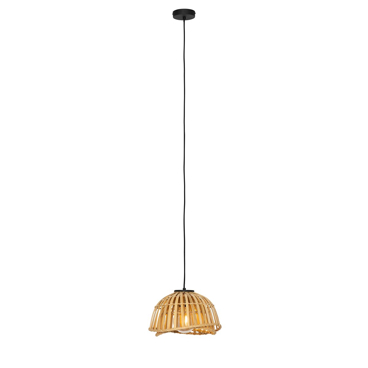 Oosterse hanglamp zwart met naturel bamboe 30 cm - Pua