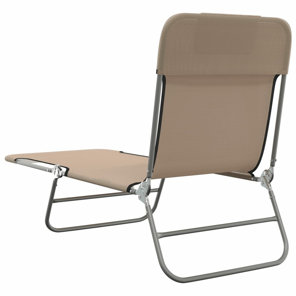 Chaises longues pliables 2 pcs taupe textilène et acier