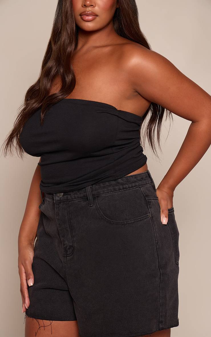 Noir Short En Jean Fluide Grande Taille