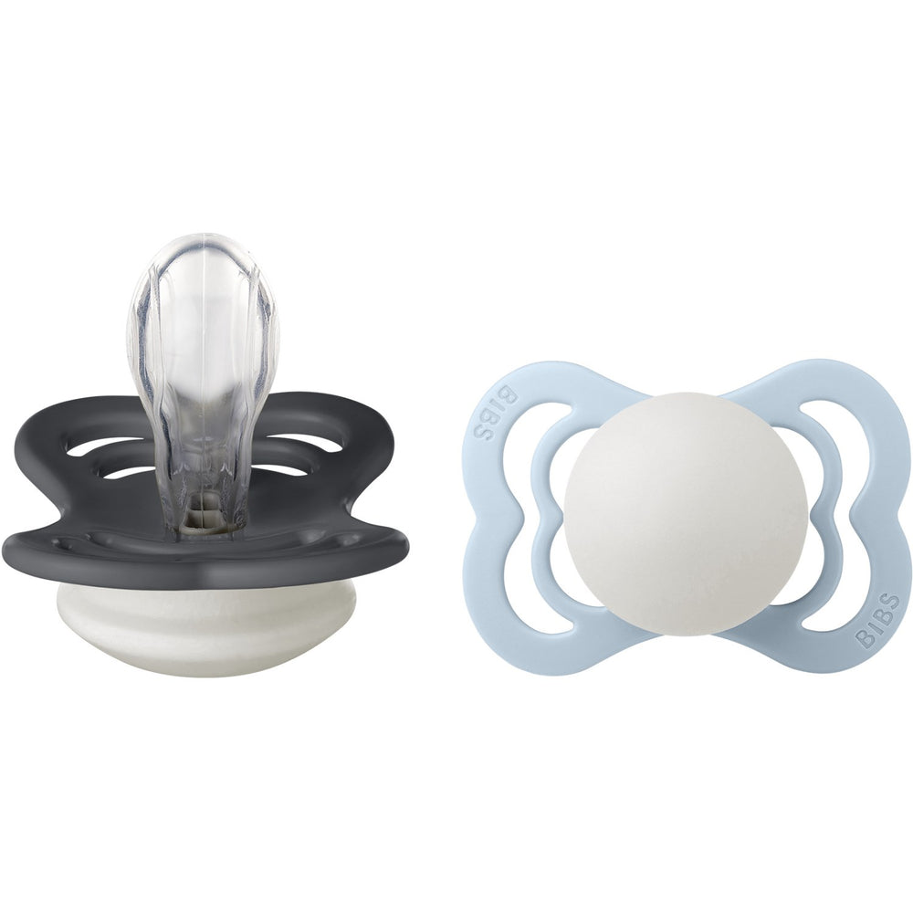 Køb Bibs Iron Glow/Baby Blue Glow Sut Supreme 2-Pak Silikone