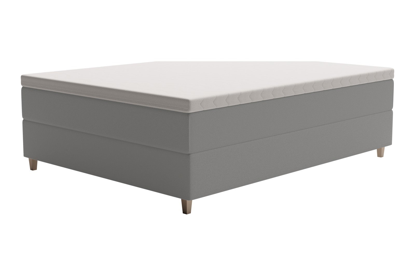 XOV Venus Kontinentalseng 160x200 cm i tekstil Terranova 04 beige, medium/fast med Premium 15 overmadrass og sort firkantede ben, gavl selges separate