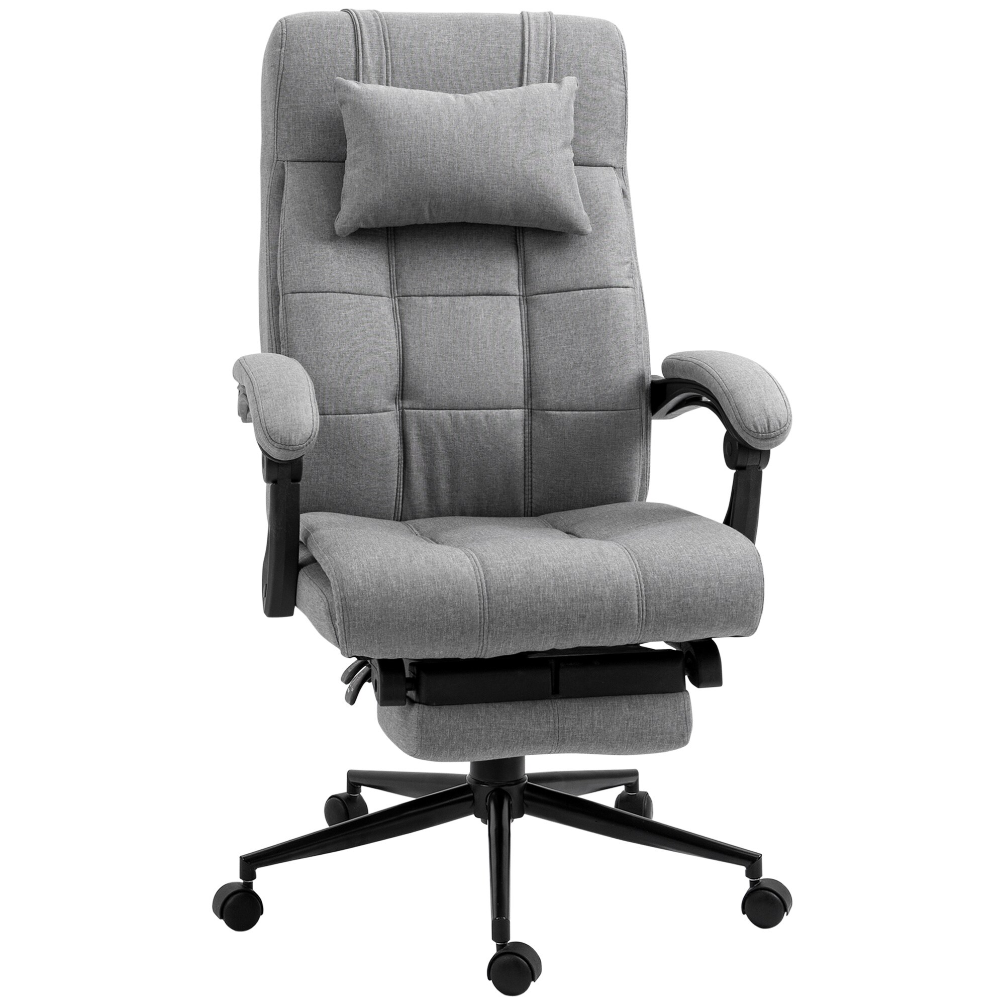 Vinsetto Bürostuhl Höhenverstellbar mit Fußstütze grau 66B x 70T x 116-124H cm