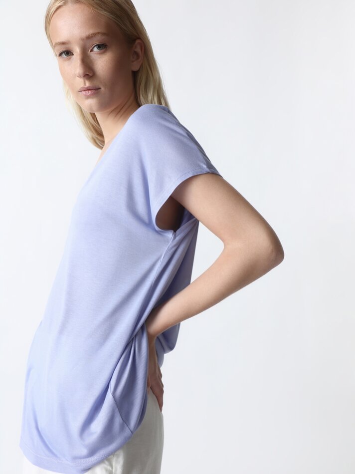 Camiseta fluida de manga curta - Azul Médio