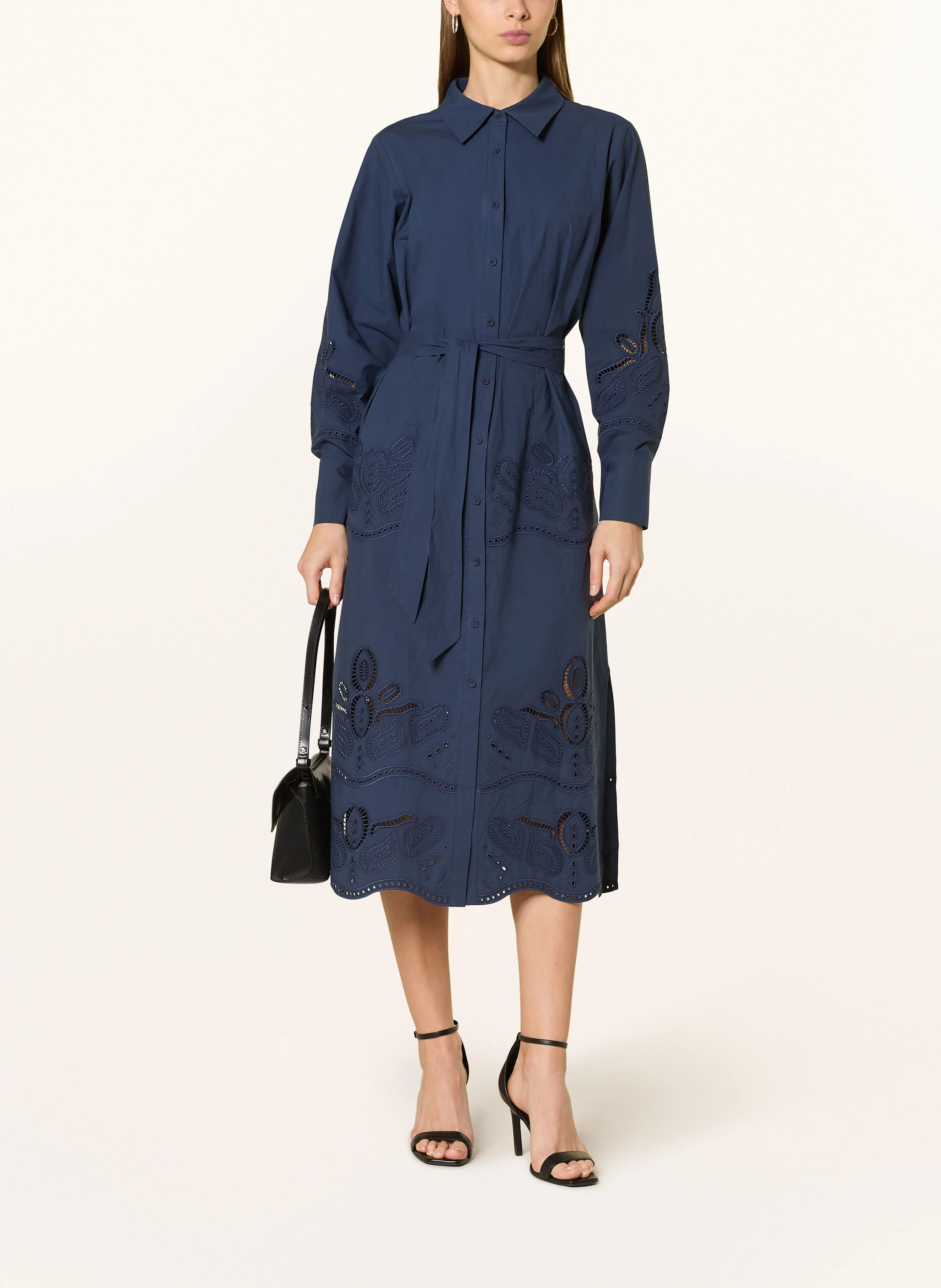 IVI collection Hemdblusenkleid mit Lochspitze
