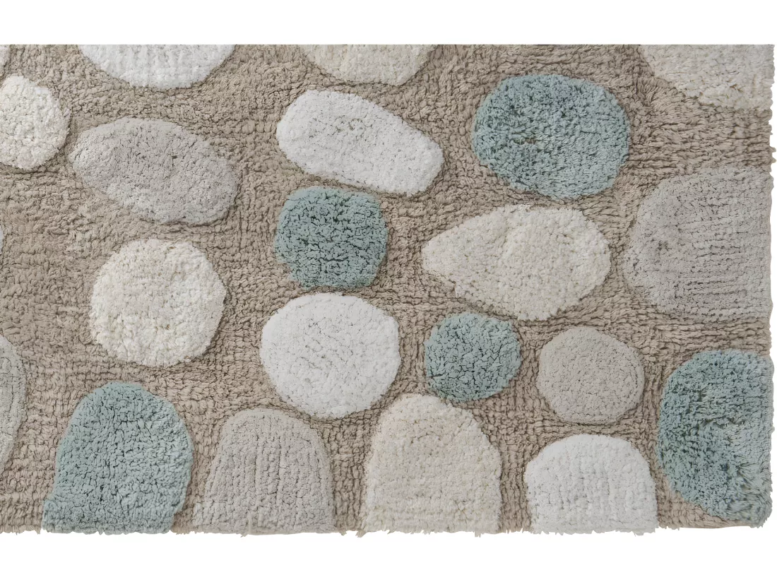 Tapis de bain déco galet en coton tufté 60x120cm
