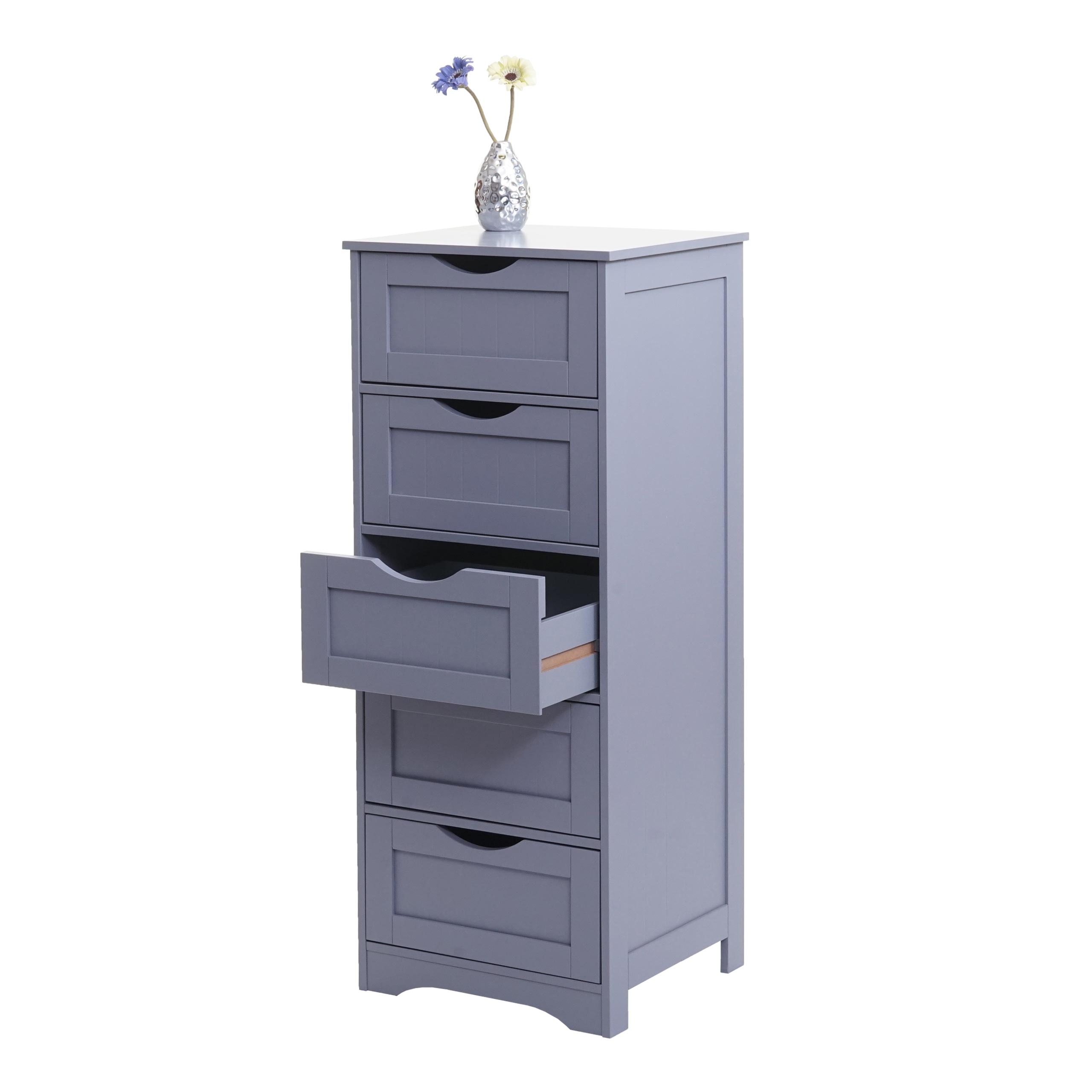 Kommode MCW-B65, Schubladenschrank Schrank, 5 Schubladen 100x40x35cm ~ grau