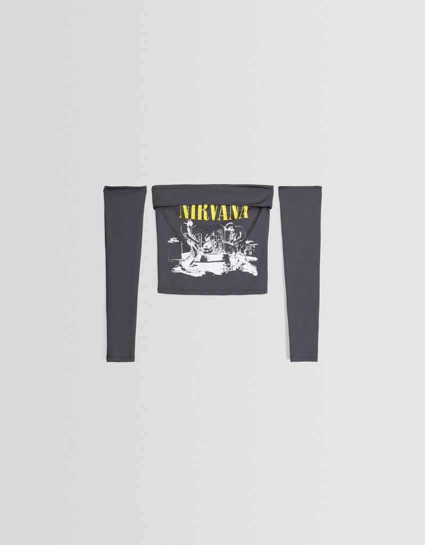 Camiseta de manga comprida com estampa do Nirvana