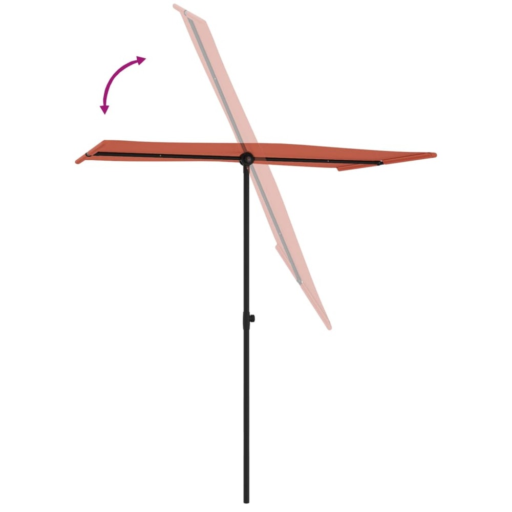 Parasol d'extérieur avec mât en aluminium 180 x 130 cm orange