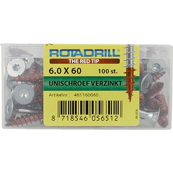 Rotadrill schroef universeel platkop torx verzinkt 6.0x60 mm 100 stuks