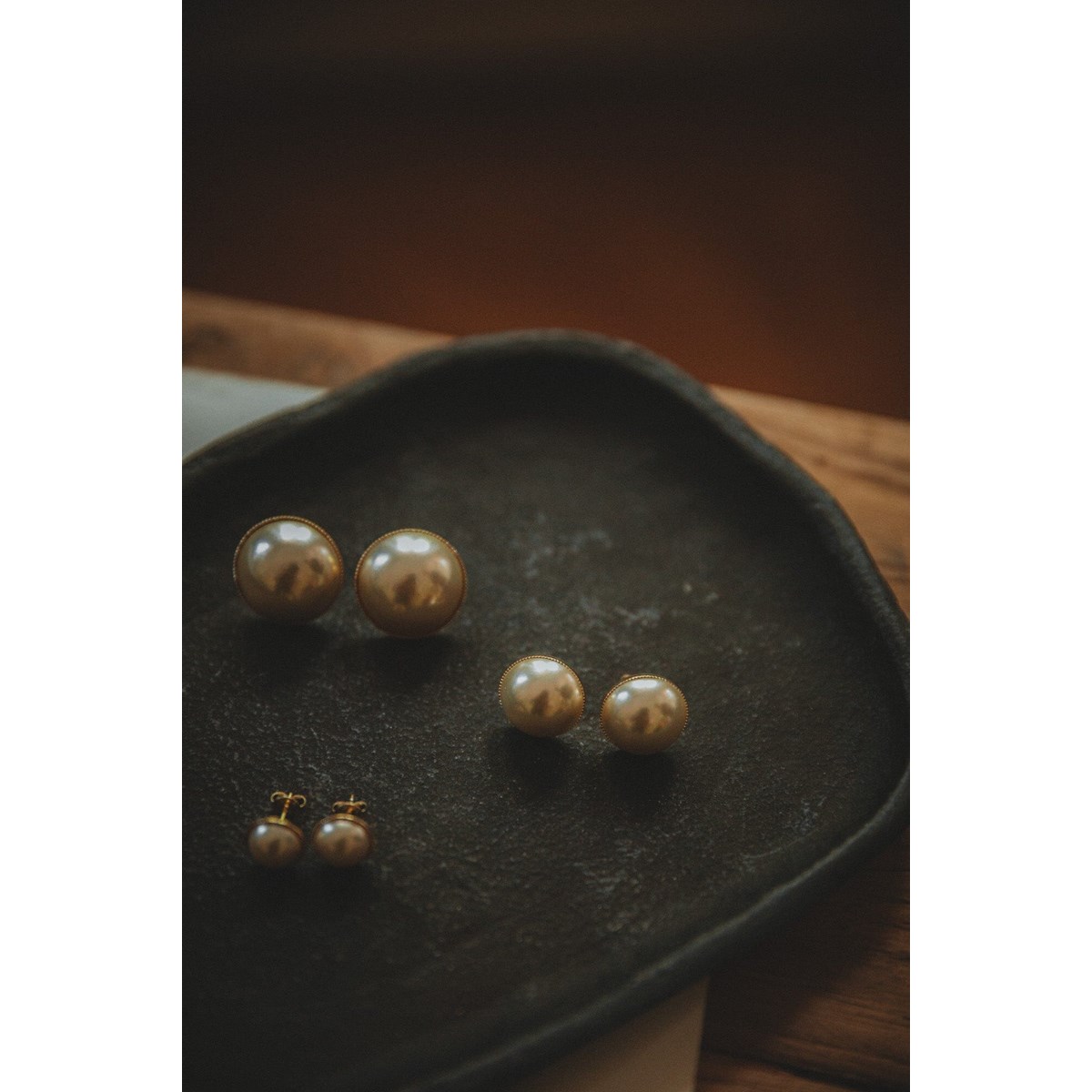 boucles d'oreilles puces perles doré à l'or fin - NÉLYA