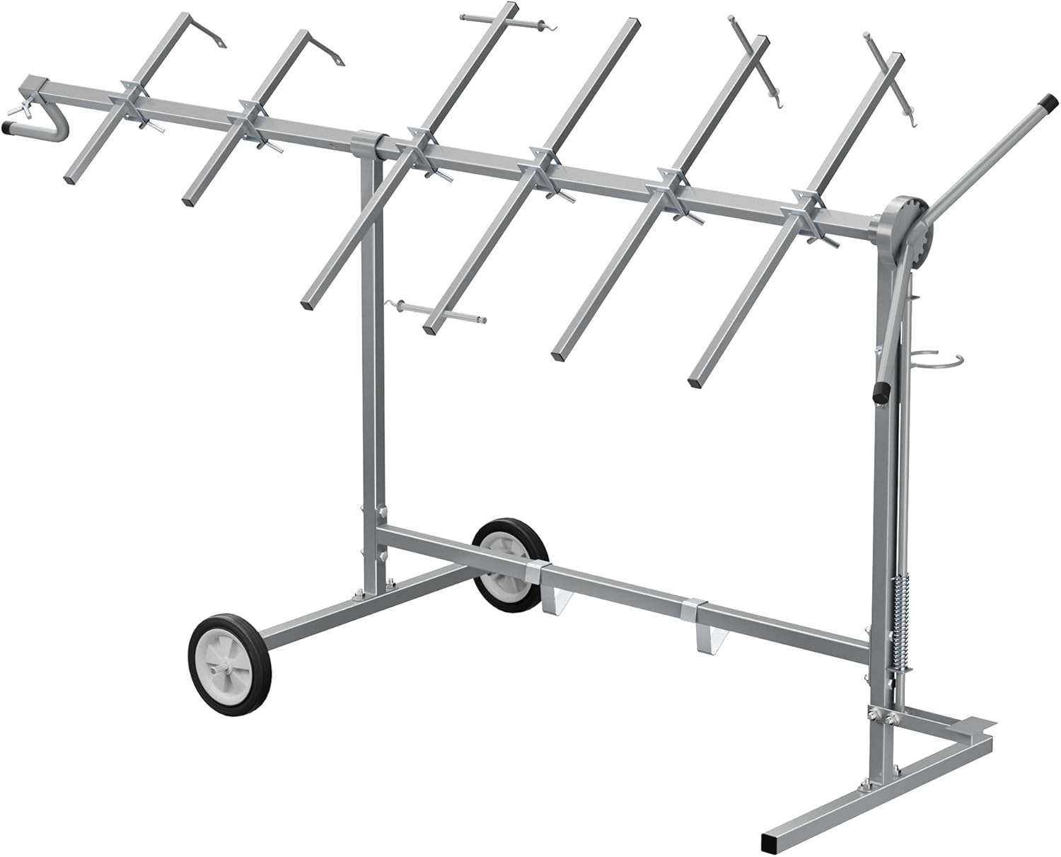 Wiltec Drehlackierständer 2300 x 610 x 1340 mm, mit 4 Haubenhalter und 2 Spoilerhalter, Lackierständer verstellbar für Kotflügel, Türen, Stoßstange, Lackierbock