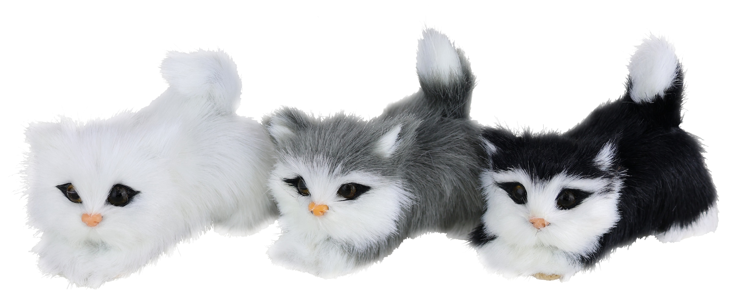 I.GE.A. Dekofigur »Tierfigur mini Katzen 3er Set« Kunstfell Statue Ornament Dekotier Deko-Objekt Pelztier Plüschtier