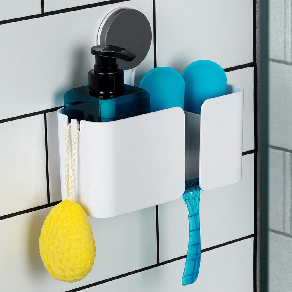 Rangement de douche à ventouse - 3 compartiments