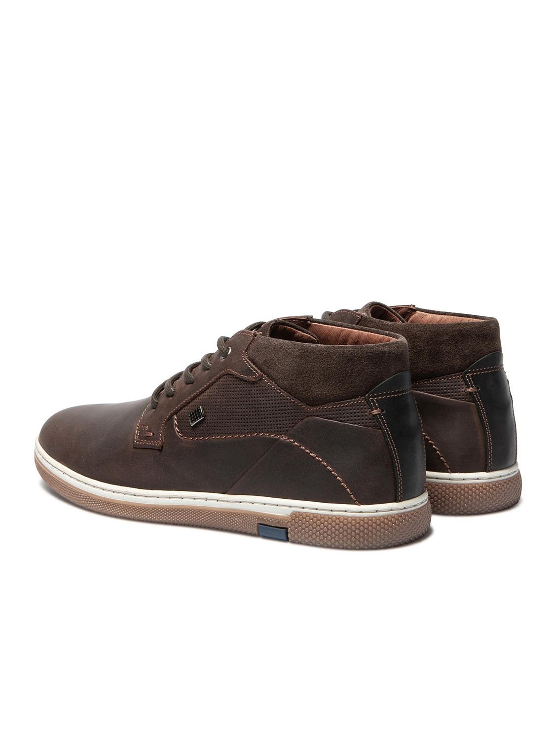 Tennis Montantes Homme En Cuir Marron Foncé