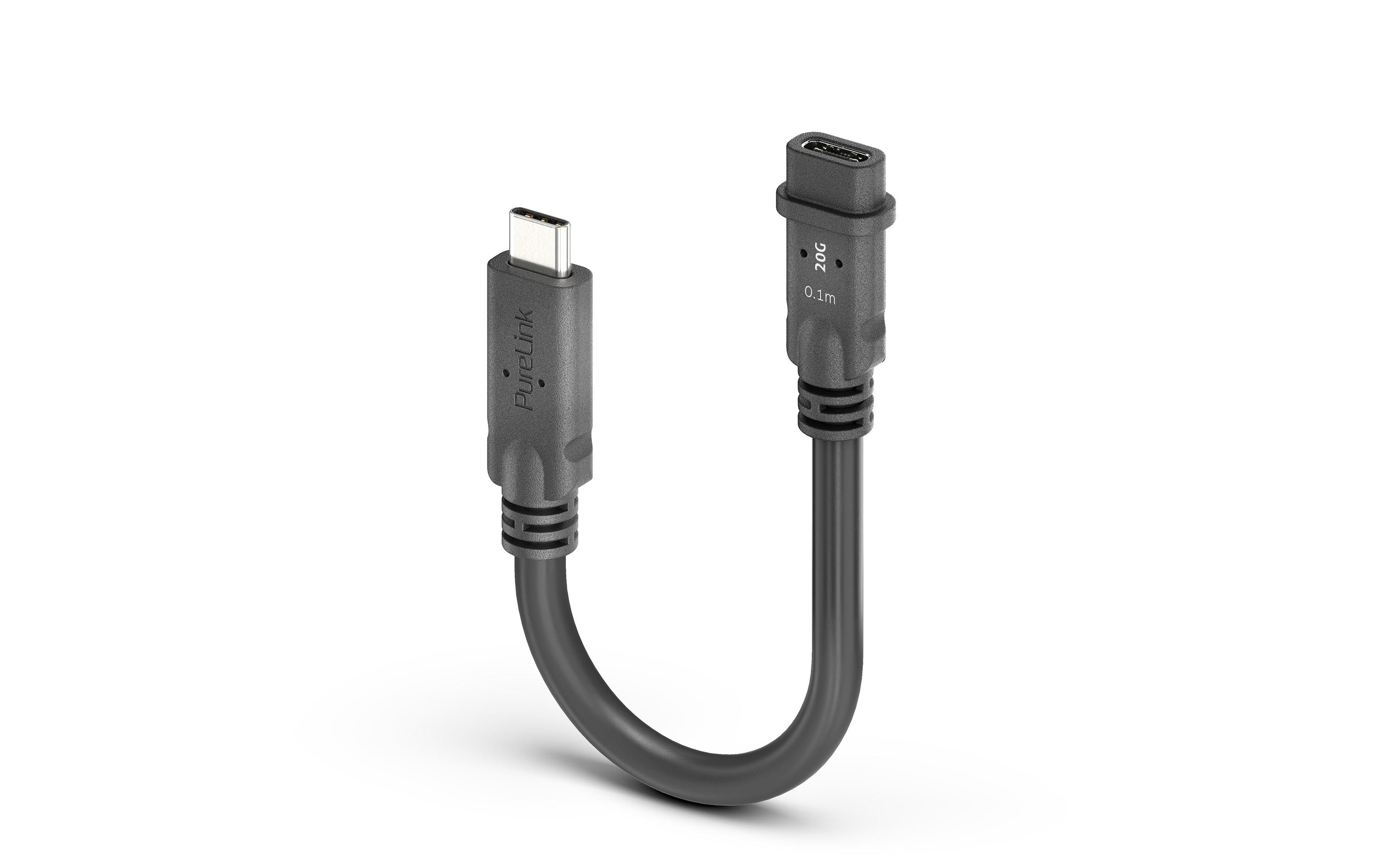 USB4-Kabel USB C - USB C 0.1 mUSB-C auf USB-C Portsaver USB4 Gen2x2 20 Gbps – PureInstall 0.10 m